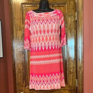 Donna Morgan Vibrant Coral and Pink Dress